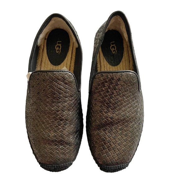 UGG Women's Sandrinne Metallic Bronze Espadrille Slip-On Shoes Size 7 Woven - Picture 6 of 7